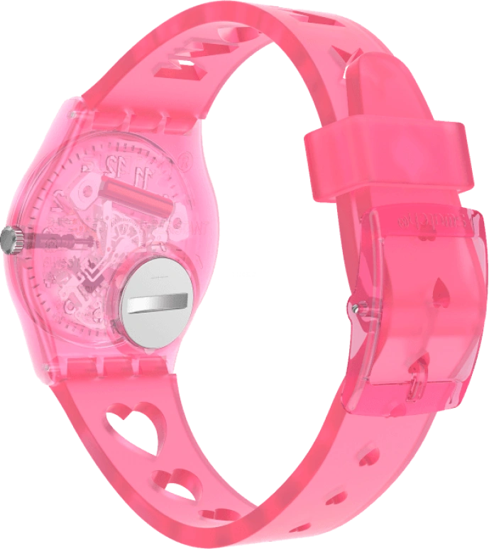 Swatch,Originals 34mm,34mm,Plastic,Pink,Sapphire,Crystal Glass,Open,GZ354