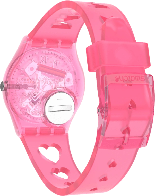 Swatch,Originals 34mm,34mm,Plastic,Pink,Sapphire,Crystal Glass,Open,GZ354