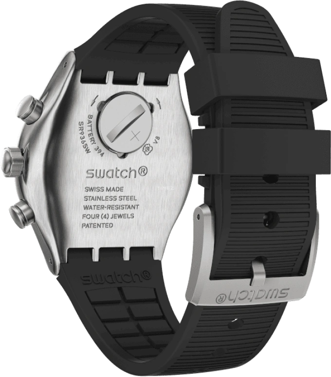 Swatch,IRONY 43mm,43mm,Stainless Steel,Black,Silver,YVS486