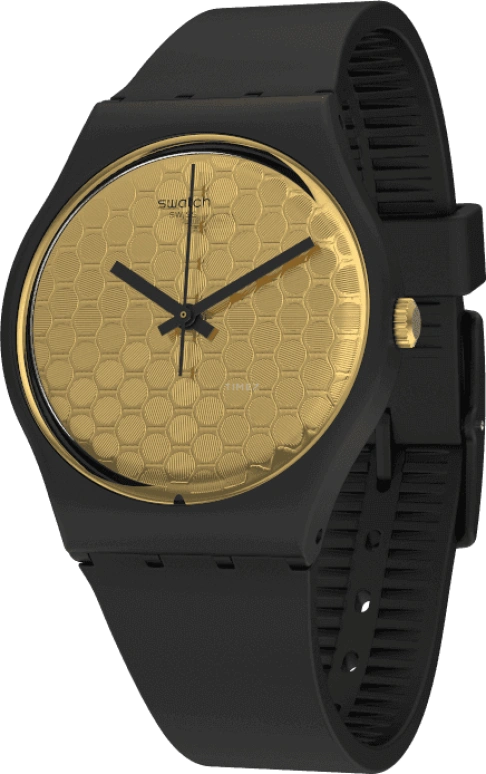 Swatch,Originals 34mm,34mm,Plastic,Gold,Sapphire,Crystal Glass,GB323