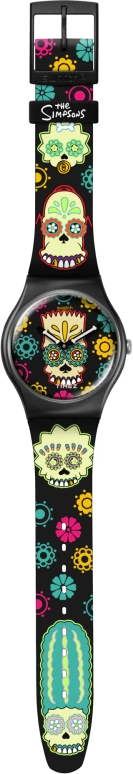 Swatch,THE SIMPSONS 41mm,41mm,Bio-sourced,Black,Multi-Color,Quartz,Round,Black,SO29Z135