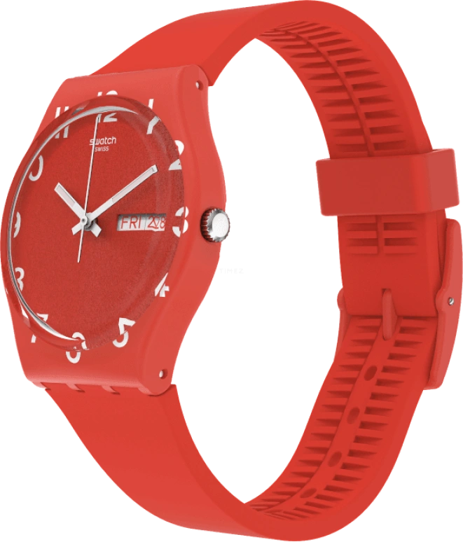 Swatch,Originals 39.20mm,39.20mm,Plastic,Red,Sapphire,Crystal Glass,Closed,GR713