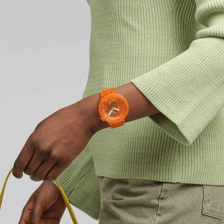 Swatch,THE BOLD 47mm,47mm,Bio-sourced,Orange,Quartz,Sapphire,Crystal Glass,Round,SB05O103
