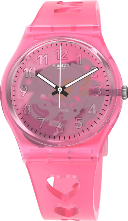 Swatch,Originals 34mm,34mm,Plastic,Pink,Sapphire,Crystal Glass,Open,GZ354