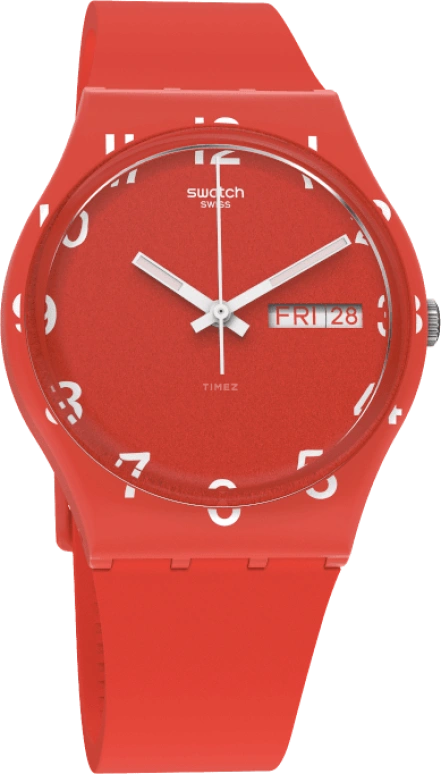 Swatch,Originals 39.20mm,39.20mm,Plastic,Red,Sapphire,Crystal Glass,Closed,GR713