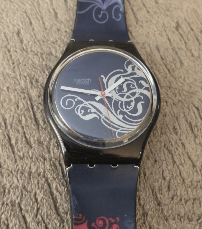 斯沃琪,其它 34毫米,34毫米,塑料,蓝色,石英,蓝宝石,水晶玻璃,酒桶形,GB135