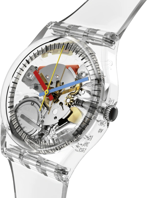 Swatch,Other 34mm,34mm,Bio-sourced,Skeleton,Quartz,Sapphire,Crystal Glass,Round,SO28K109,SO28K109-5300