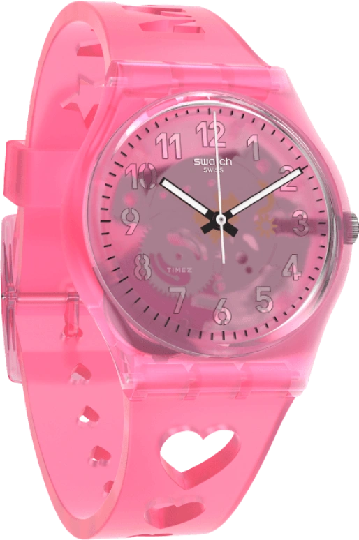 Swatch,Originals 34mm,34mm,Plastic,Pink,Sapphire,Crystal Glass,Open,GZ354