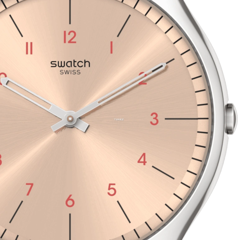 Swatch,IRONY 42mm,42mm,Stainless Steel,Pink,Quartz,Tonneau,Gray,SS07S118