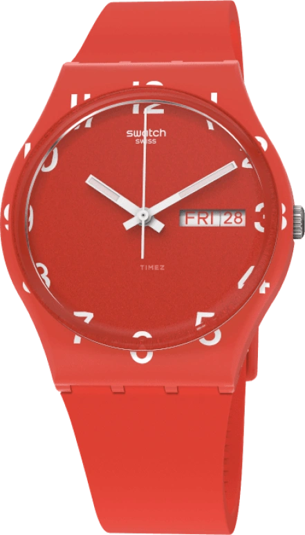 Swatch,Originals 39.20mm,39.20mm,Plastic,Red,Sapphire,Crystal Glass,Closed,GR713