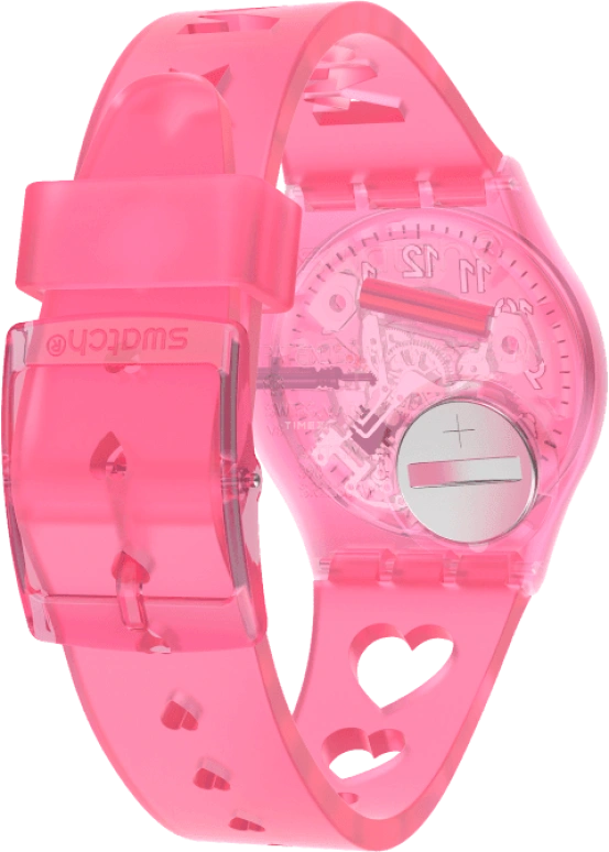 Swatch,Originals 34mm,34mm,Plastic,Pink,Sapphire,Crystal Glass,Open,GZ354