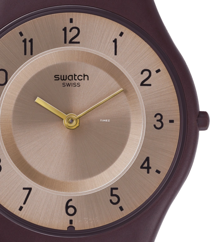 Swatch,SKIN 34mm,34mm,Plastic,Brown,Quartz,Tonneau,Coffee,SFC106