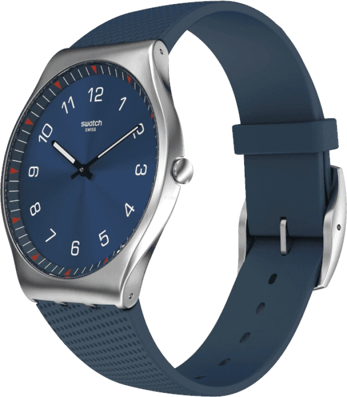 Swatch,SKIN 42mm,42mm,Stainless Steel,Blue,Quartz,Round,Silver,SS07S102