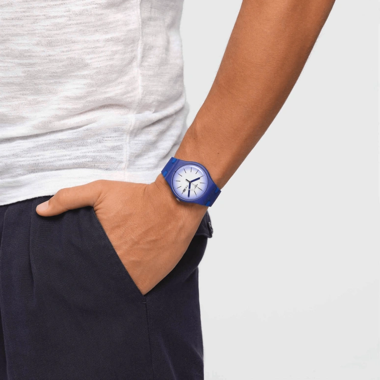 Swatch,Other 41mm,41mm,Plastic,Gradient,White,Quartz,Date,Day,SUON716