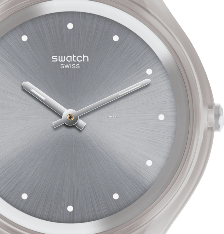 Swatch,SKIN 40mm,40mm,Plastic,Grey,Quartz,Sapphire,Crystal Glass,Tonneau,SVUK103M