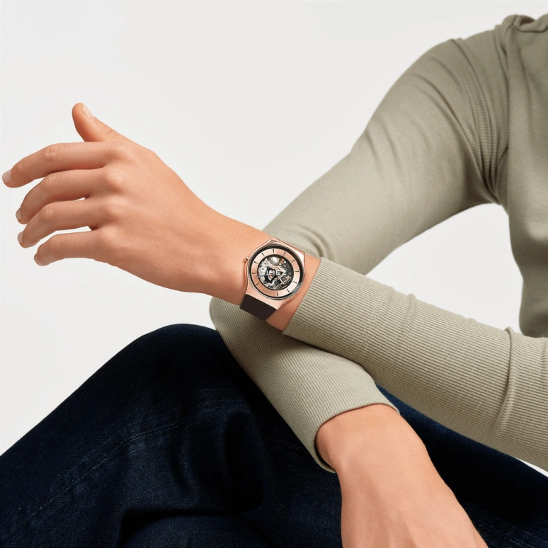 斯沃琪,Swatch Essentials 42毫米,42毫米,不锈钢,玫瑰金色,石英,圆形,SS07G107