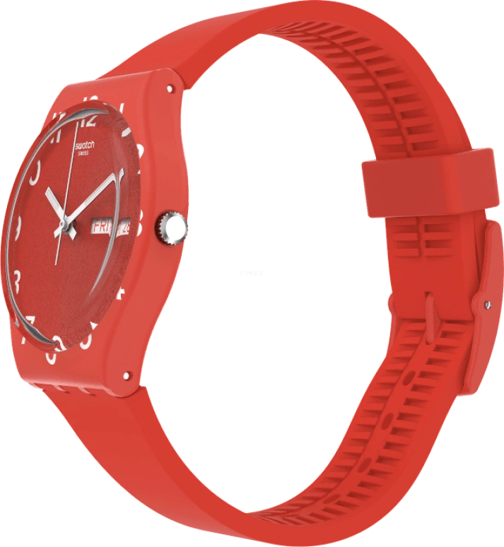 Swatch,Originals 39.20mm,39.20mm,Plastic,Red,Sapphire,Crystal Glass,Closed,GR713