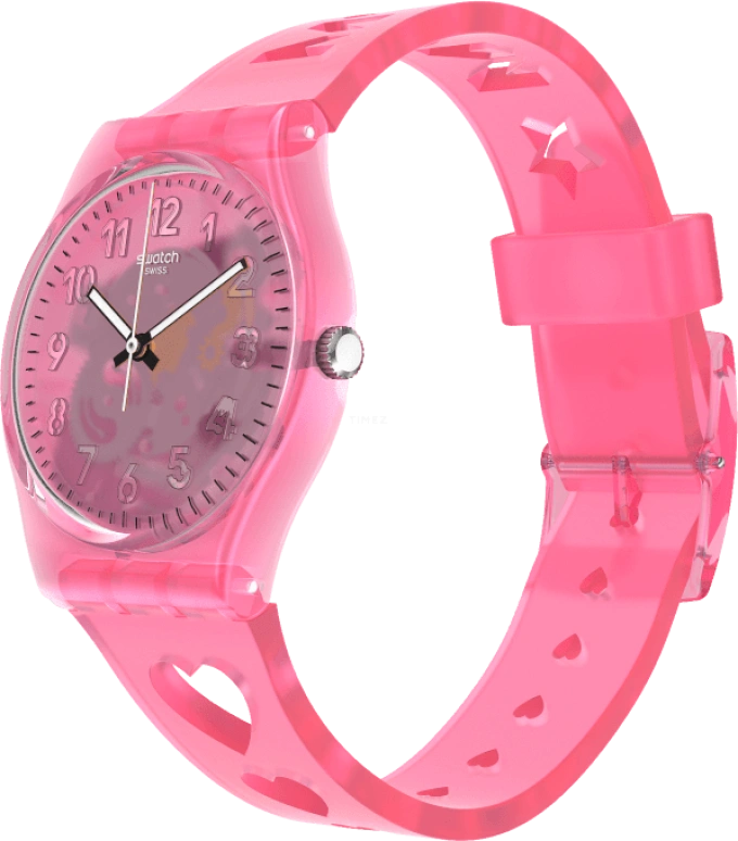 Swatch,Originals 34mm,34mm,Plastic,Pink,Sapphire,Crystal Glass,Open,GZ354