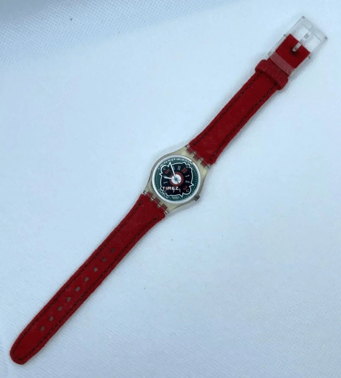 斯沃琪,其它 34毫米,34毫米,塑料,黑色,绿色,石英,蓝宝石,水晶玻璃,酒桶形,LK144