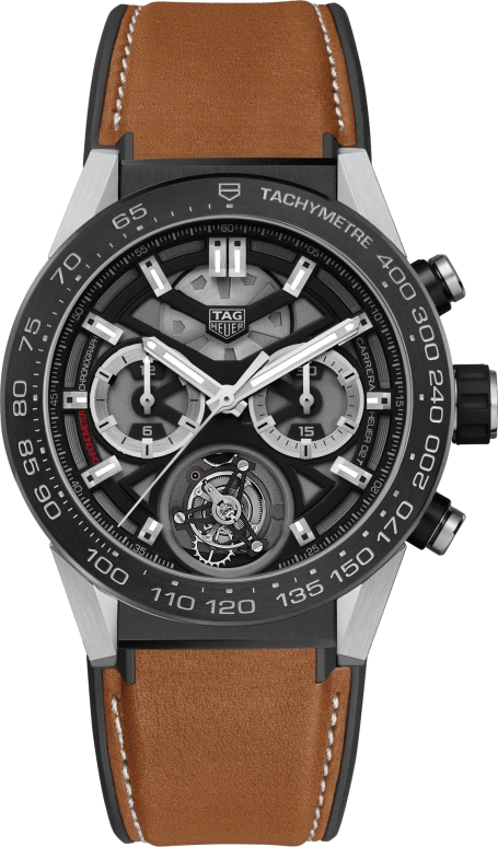 TAG Heuer,Carrera 45mm,45mm,Titanium,Ceramic,Skeleton,Automatic,Chronograph,Tourbillon Escapement,Column Wheel,CAR5A8Y,CAR5A8Y.FT6072