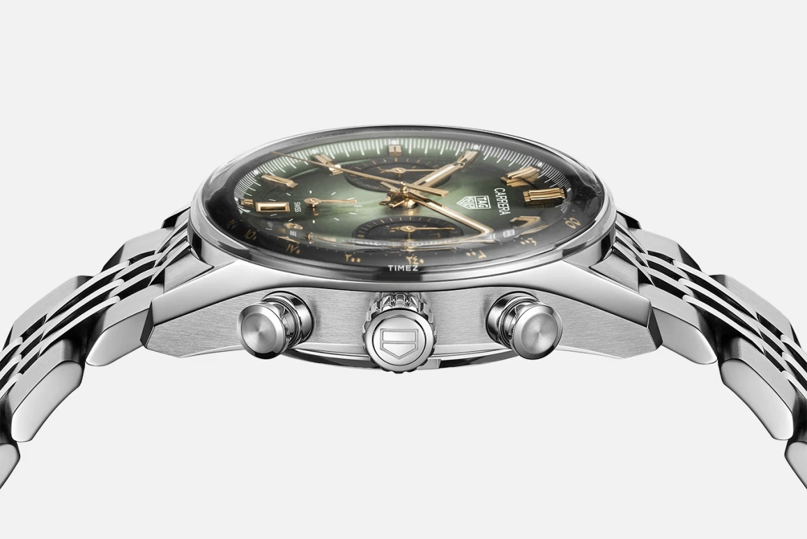 泰格豪雅,卡莱拉 39毫米,39毫米,精钢,渐变色,绿色,自动上弦,计时,日历,CBS2218,CBS2218.BA0048