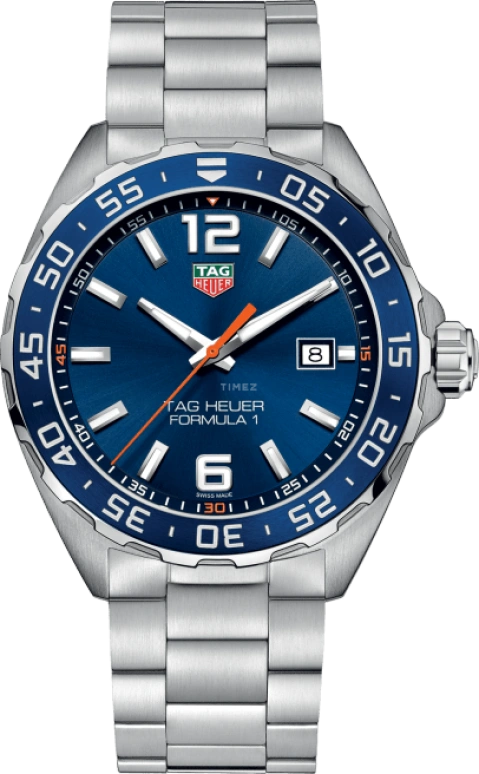 TAG Heuer,Formula 1 43mm,43mm,Stainless Steel,Blue,Quartz,Date,Sapphire,WAZ1118,WAZ1118.BA0875