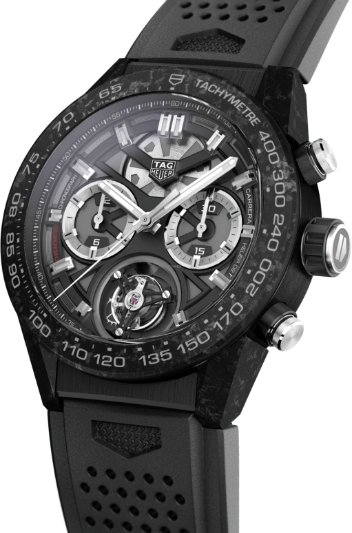 TAG Heuer,Carrera 45mm,45mm,Titanium,Carbon,Skeleton,Automatic,Chronograph,Tourbillon Escapement,Column Wheel,CAR5A8W,CAR5A8W.FT6071