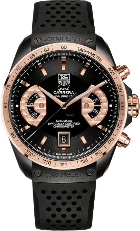 TAG Heuer,Carrera 43mm,43mm,Red Gold,Stainless Steel,Black,Automatic,Chronograph,Date,CAV518E,CAV518E.FT6016