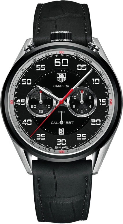 TAG Heuer,Carrera 45mm,45mm,Titanium,Stainless Steel,Black,Automatic,Chronograph,Day,Column Wheel,CAR2C12,CAR2C12.FC6327