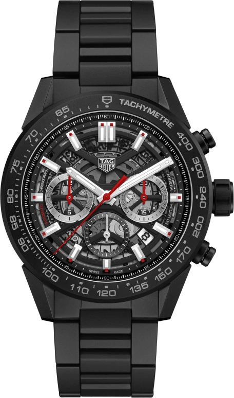 TAG Heuer,Carrera 45mm,45mm,Ceramic,Stainless Steel,Skeleton,Automatic,Chronograph,Date,Column Wheel,CBG2A90,CBG2A90.BH0653