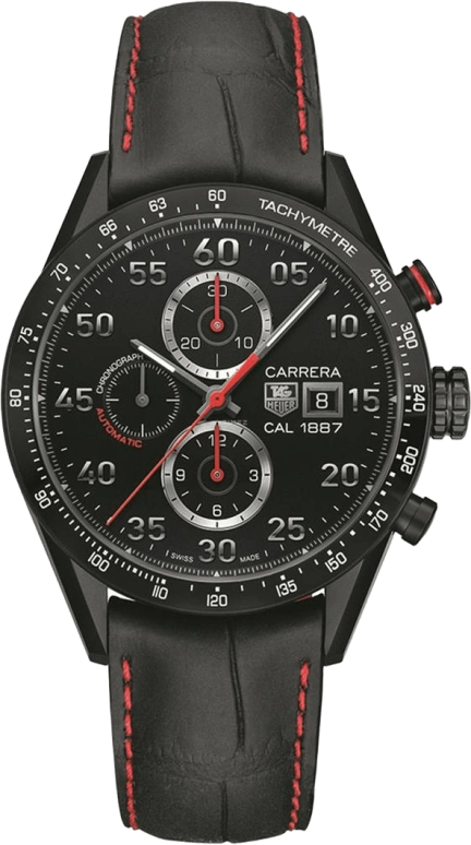 TAG Heuer,Carrera 43mm,43mm,Titanium,Ceramic,Black,Automatic,Chronograph,Day,Column Wheel,CAR2A80,CAR2A80.FC6237