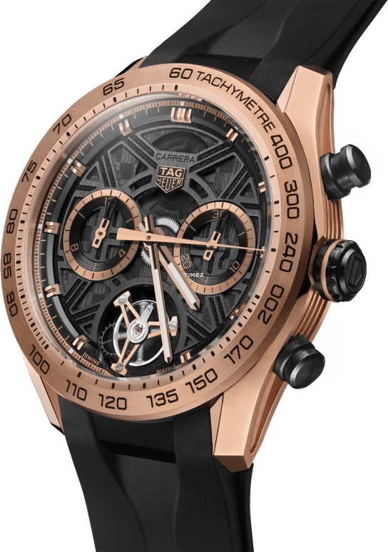 TAG Heuer,Carrera 44mm,44mm,Titanium,Rose Gold,Rose Gold,Grey,Skeleton,Automatic,Chronograph,Tourbillon,CBU5050,CBU5050.FT6273