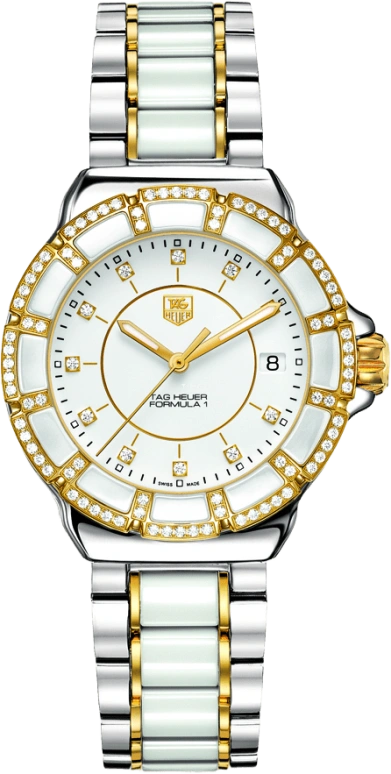 TAG Heuer,Formula 1 37mm,37mm,Ceramic,Yellow Gold,Stainless Steel,White,Quartz,Date,26280hours,WAH1221,WAH1221.BB0865