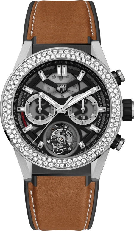 TAG Heuer,Carrera 45mm,45mm,Titanium,Stainless Steel,Skeleton,Automatic,Chronograph,Tourbillon Escapement,Column Wheel,CAR5A80,CAR5A80.FT6072