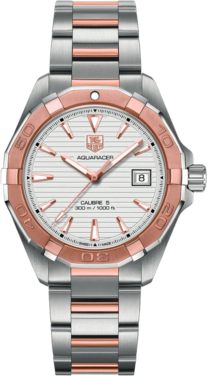 TAG Heuer,Aquaracer 40.50mm,40.50mm,Red Gold,Stainless Steel,Silver,Automatic,Chronograph,Date,WAY2150,WAY2150.BD0911