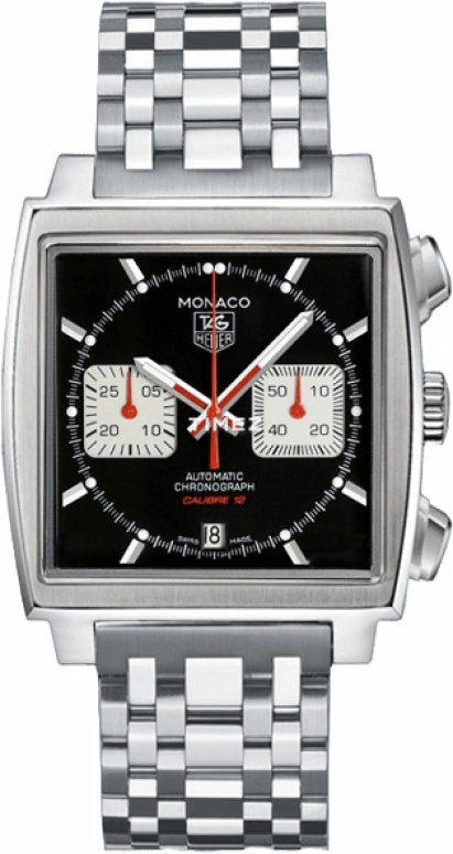 TAG Heuer,Monaco 39mm,39mm,Stainless Steel,Black,Automatic,Chronograph,Day,CAW2114,CAW2114.BA0780