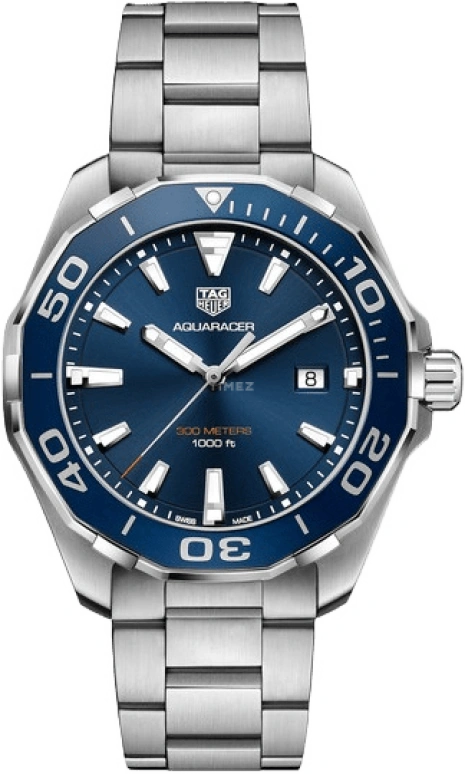 TAG Heuer,Aquaracer 43mm,43mm,Stainless Steel,Blue,Quartz,Chronograph,Date,WAY101C,WAY101C.BA0746