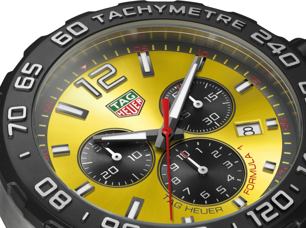 TAG Heuer,Formula 1 43mm,43mm,Stainless Steel,White,Yellow,Black,Sapphire,Crystal Glass,Faceting,CAZ101AM,CAZ101AM.FT8054