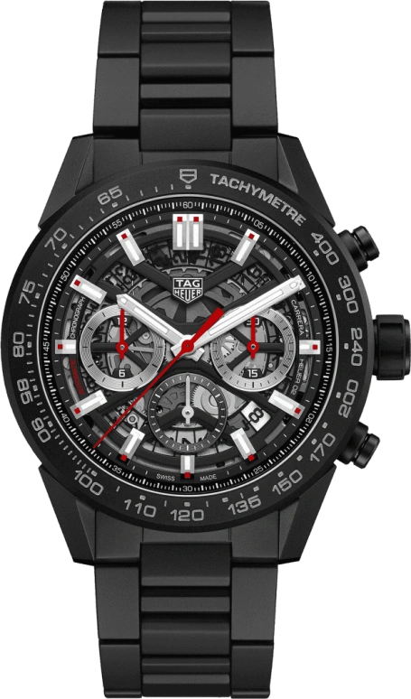 TAG Heuer,Carrera 45mm,45mm,Ceramic,Stainless Steel,Skeleton,Automatic,Chronograph,Date,Column Wheel,CBG2A90,CBG2A90.BH0653