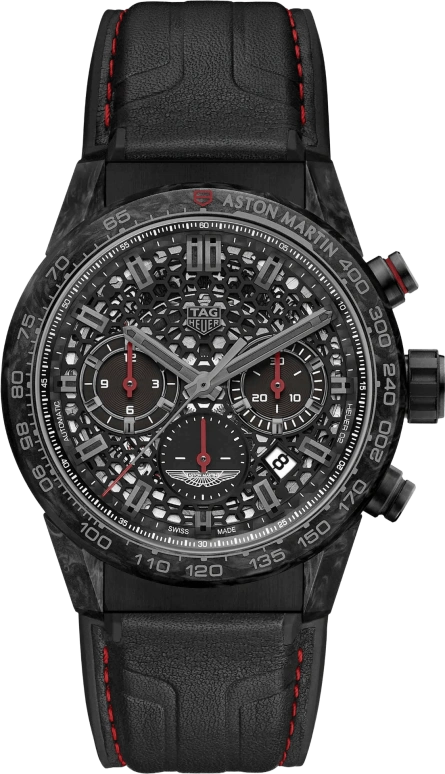 TAG Heuer,Carrera 43mm,43mm,Carbon,Stainless Steel,Skeleton,Automatic,Chronograph,Date,Hollow Out,Column Wheel,80hours,In-house Caliber,CBG2080,CBG2080.FT6165