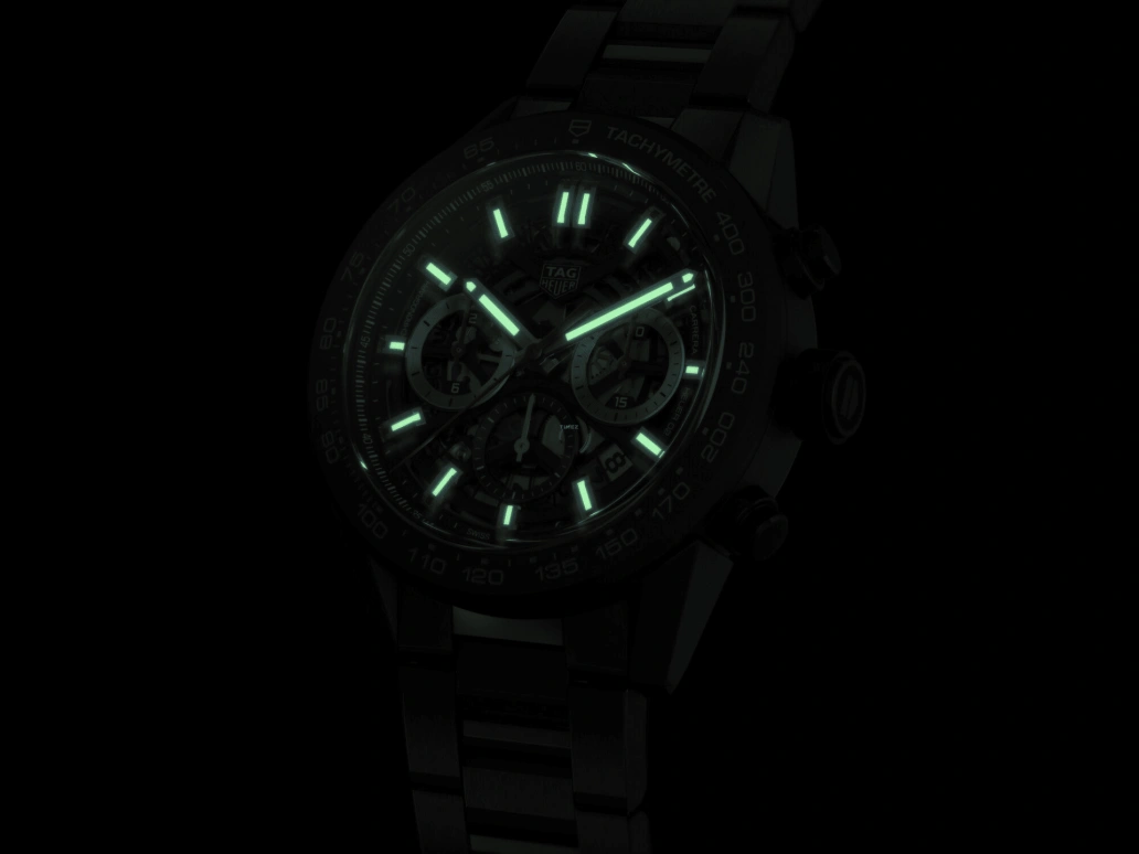 TAG Heuer,Carrera 45mm,45mm,Ceramic,Stainless Steel,Skeleton,Automatic,Chronograph,Date,Column Wheel,CBG2A90,CBG2A90.BH0653