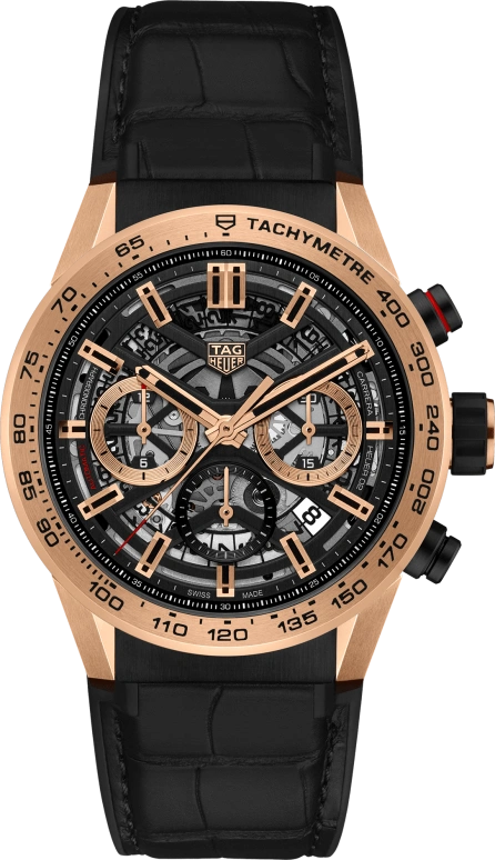 TAG Heuer,Carrera 43mm,43mm,Rose Gold,Stainless Steel,Skeleton,Automatic,Chronograph,Date,Hollow Out,Column Wheel,80hours,In-house Caliber,CBG2051,CBG2051.FC6426