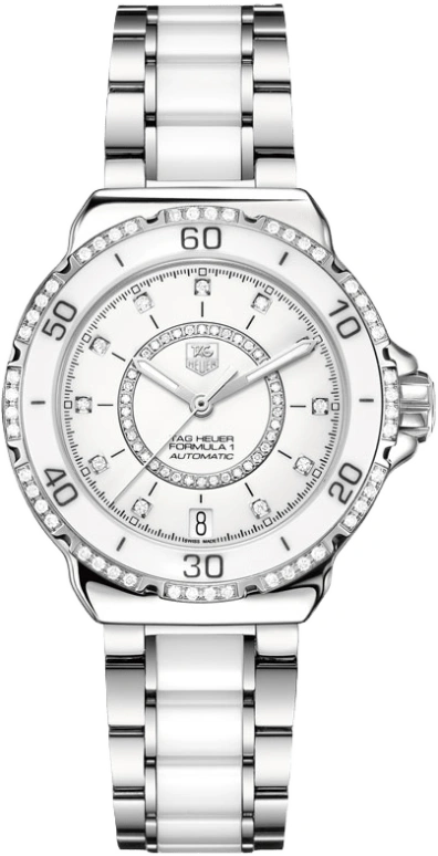 TAG Heuer,Formula 1 37mm,37mm,Ceramic,Stainless Steel,White,Automatic,Chronograph,Date,WAU2213,WAU2213.BA0861