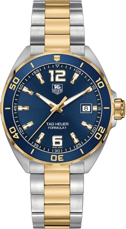 TAG Heuer,Formula 1 41mm,41mm,Yellow Gold,Stainless Steel,Blue,Quartz,Date,Sapphire,WAZ1120,WAZ1120.BB0879