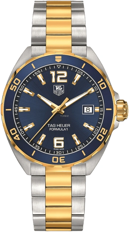 TAG Heuer,Formula 1 41mm,41mm,Yellow Gold,Stainless Steel,Blue,Quartz,Date,Sapphire,WAZ1120,WAZ1120.BB0879