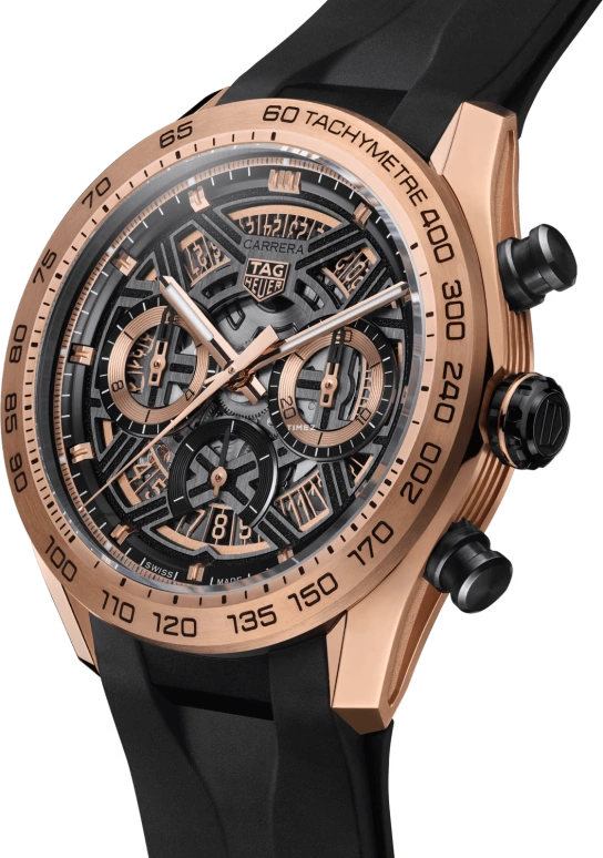 泰格豪雅,卡莱拉 44毫米,44毫米,玫瑰金,钛,黑色,玫瑰金色,自动上弦,计时,日历,CBU2051,CBU2051.FT6273