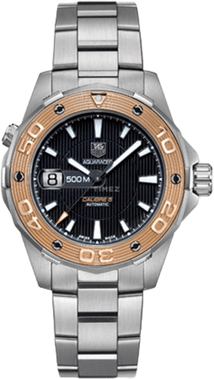 TAG Heuer,Aquaracer 43mm,43mm,Rose Gold,Stainless Steel,Black,Automatic,Chronograph,Date,WAJ2150,WAJ2150.BA0870