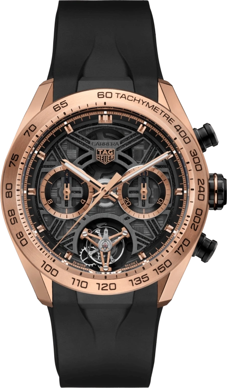 TAG Heuer,Carrera 44mm,44mm,Titanium,Rose Gold,Rose Gold,Grey,Skeleton,Automatic,Chronograph,Tourbillon,CBU5050,CBU5050.FT6273