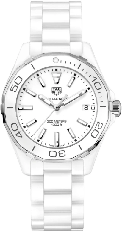 TAG Heuer,Aquaracer 35mm,35mm,Ceramic,Stainless Steel,White,Quartz,Day,Sapphire,WAY1391,WAY1391.BH0717