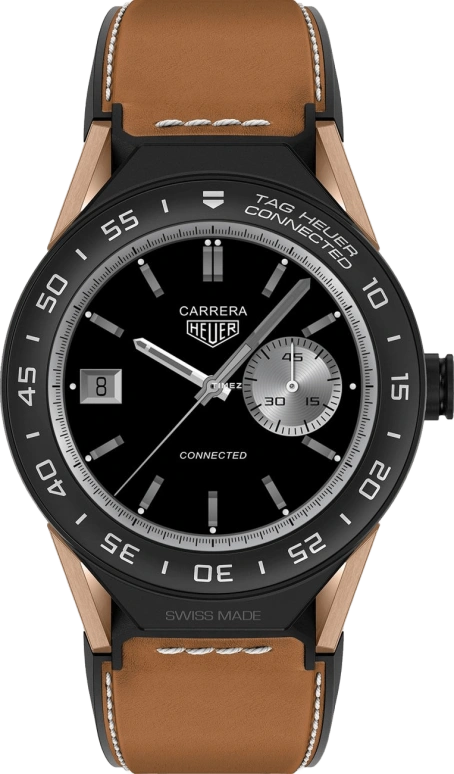 TAG Heuer,Carrera 45mm,45mm,Titanium,Ceramic,Rose Gold,Black,Processor,Chronograph,Day,Connected,Smartwatch,25hours,In-house Caliber,SBF8A8013,SBF8A8013.32FT6110